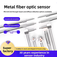 Penguat Sensor Laser Serat Optik Metal Jacket M4 Sudut Kanan IP65 NPN/PNP Pemasangan Berulir Bodi Baja Tahan Karat RoHS