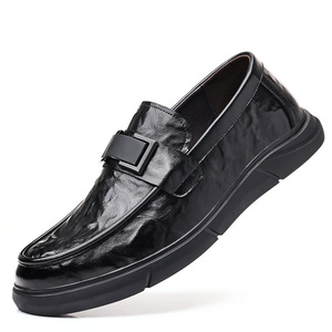 รองเท้าโลฟเฟอร์หนังลำลองสำหรับผู้ชาย พื้นนุ่ม หนังวัว หัวมน สวมใส่สบาย สีดำ สีน้ำตาล แฟชั่นวัยรุ่น รองเท้าขับรถ - Product Image 5