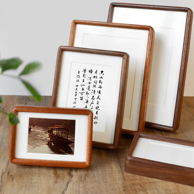 Wooden House Decoration DIY Craft Picture Frames Unfinished Solid Wood Photo Frames Box Fashionable Wood Color Custom Size 1pcs