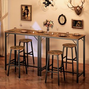 Mesa de Bar SENYU con Estación de Carga, Mesa Rectangular de Pub, Mesa Alta para Café, Mesa de Barra, Mesa de Comedor Larga y Estrecha - Product Image 1