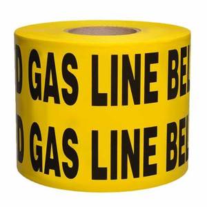 Cinta de advertencia amarilla para tuberías de gas subterráneas de 3 pulgadas de ancho, cinta de seguridad de polietileno para riesgos - Product Image 1