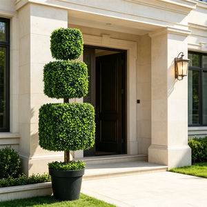 Albero di Bosso Artificiale a Tre Sfere in Vaso, Pianta a Tre Livelli per Decorazione di Ville, Giardini, Case, Esterni e Paesaggistica Commerciale OEM - Product Image 1