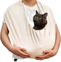 Porte-chats semi-circulaire en polaire avec sangle élastique fixe, respirant, ultra-doux, simple, mains libres, pour usage intérieur, pour chats de 3 à 13 kg