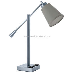 Lampe de bureau en métal à base ronde avec prise de courant pour la décoration de la maison, chambre à coucher, hall d'hôtel, chambre d'hôtel - Product Image 2