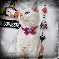 Collier ajustable pour animaux de compagnie avec nœud papillon en polyester, mignon, pour l'hiver et toutes les saisons, idéal pour les fêtes