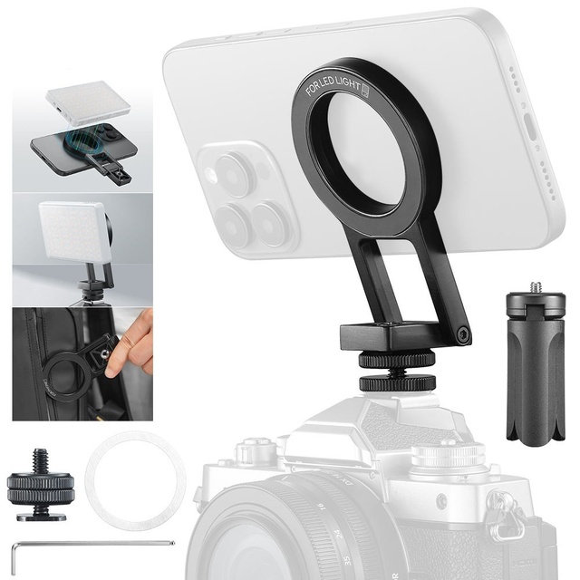Godox AM01 Double Magnetic Foldable Tripod Selfie Holder Bracket for Camera Fill Light iPhone Smartphone with Cold Shoe