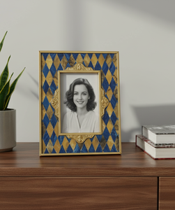 Cadre photo de luxe en résine incrustée de diamants bleus et dorés avec décoration en laiton |   Exportateur de décoration en gros en Inde WINSOME ART EXPORTS - Product Image 2