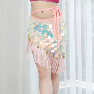 Falda de lentejuelas colorida con diseño de sirena, sexy, triangular, para entrenamiento de baile latino, para disfraces de danza del vientre oriental. - Product Image 5