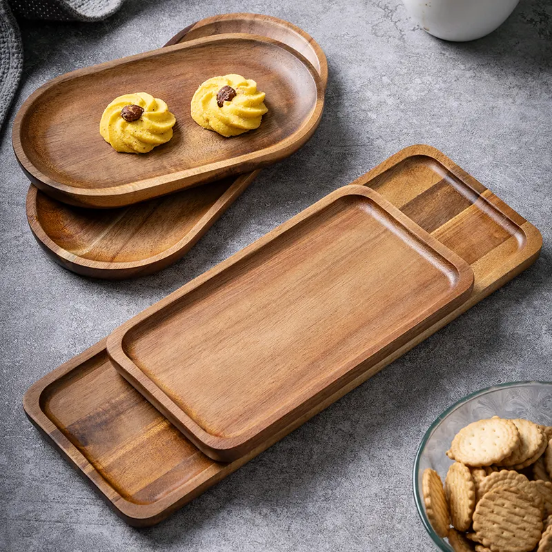 Phục vụ khay hình bầu dục khay trà trang trí gỗ tấm trái cây khay rau Platter nhà bánh mì tráng miệng bánh tấm bộ đồ ăn