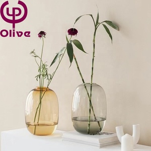 Artistic Hydroponic <strong>Flower</strong> Arrangement Floor <strong>Vase</strong> Oval Tall Big Belly Clear Amber Smoky Gray Home Decoration Large Glass <strong>Vase</strong> - Product Image 4