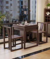 Ensemble table et chaises trois pièces pour balcon, table basse en pierre frittée pour appartements, design contemporain, structure en bois, mobilier de maison