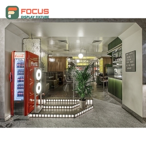 Vitrine à café intégrée en bois stratifié pour zone de retrait, meuble de présentation pour café - Product Image 6