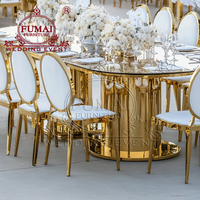 Ensemble de salle à manger de luxe en acier inoxydable pour banquet d'hôtel avec table à manger