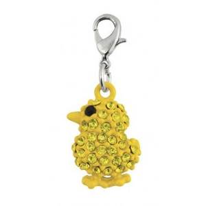 Colgante de cristal con forma de pollito, amarillo, con diamantes de imitación y cierre de langosta para la fabricación de joyas - Product Image 1