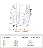 Mini aquarium incassable en forme de cube 1L, style pot en plastique, pour poissons rouges et poissons ornementaux, décoration de salon et de bureau