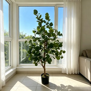 Artificial Eucalyptus <b>Plant</b> with Real Wood Stem Faux Potted Olive Tree in White Pot for Home Office Living Room Modern Decor Who - Product Image 5