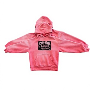 Sweat à capuche pour homme, broderie vieillie, délavage acide et à la pierre, coupe oversize et carrée, épaules tombantes, MOQ 10, personnalisable - Product Image 1