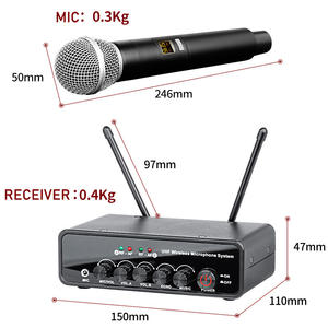 Système de micro sans fil UHF professionnel DX-10 1 à 2 micros sans fil TV KTV avec entrée <span class=keywords><strong>optique</strong></span> coaxiale pour scène - Product Image 6