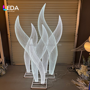 LEDA LED <b>Lighted</b> Metal <b>Leaf</b> Backdrop Stand Large Luminous <b>Leaves</b> Arch for Wedding Stage Event Banquet Hall Background Decoration - Product Image 6