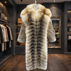 Wholesale Men's Real Golden <b>Fox</b> <b>Fur</b> Waterproof Reversible Warm Winter Long Luxury <b>Coats</b> - Product Image 2