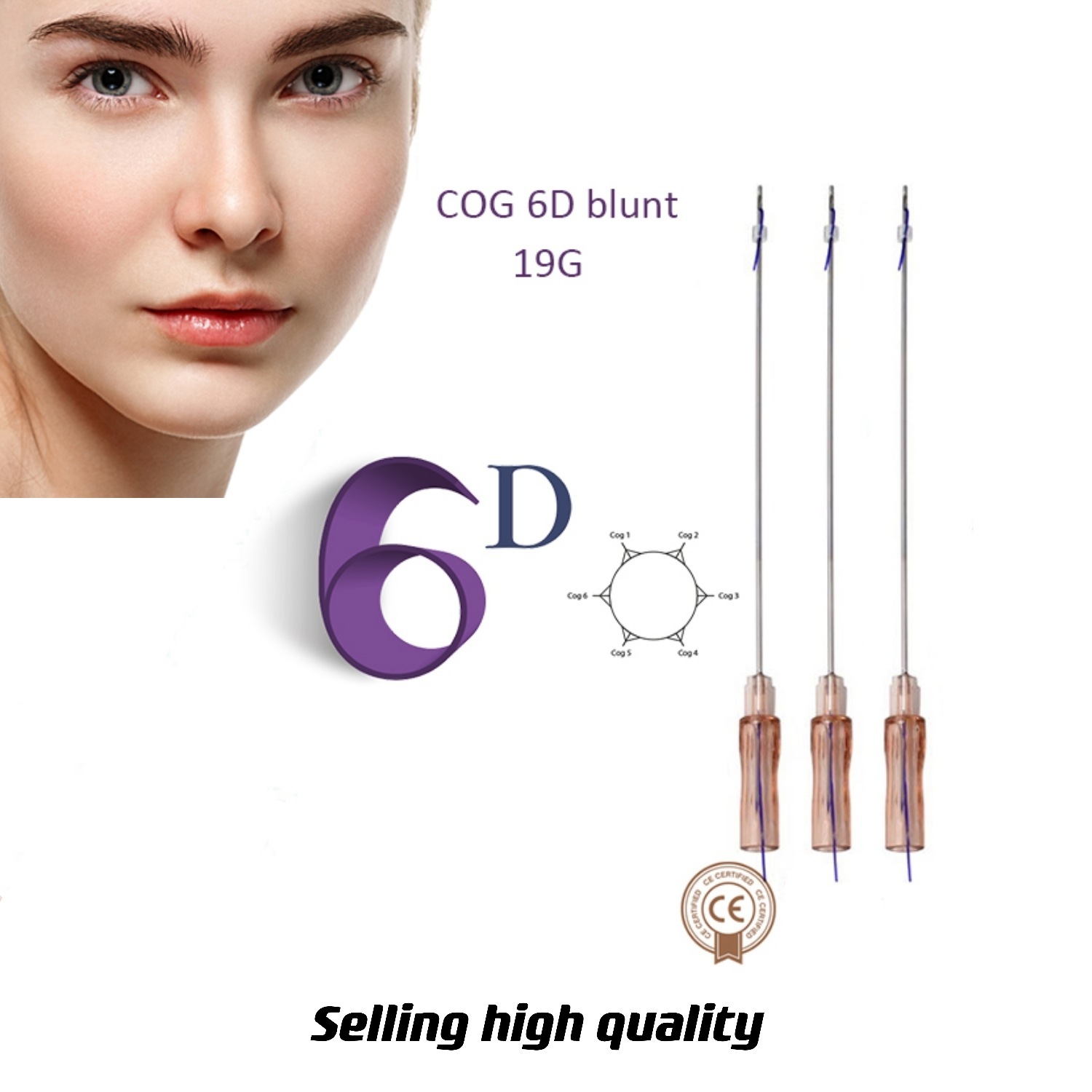 2021 Factory Price Ce approval Threads lifting 6d Cog Pdo l Blunt 19G 100mm With Half-Blunt L Korea fast delivery