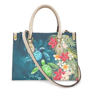 <span class=keywords><strong>INSTANTARTS</strong></span> F73 2021 Petit sac à main de luxe pour femme en cuir PU blanc, motif tribal tortue bleu-vert polynésien Kosrae, imperméable - Product Image 1