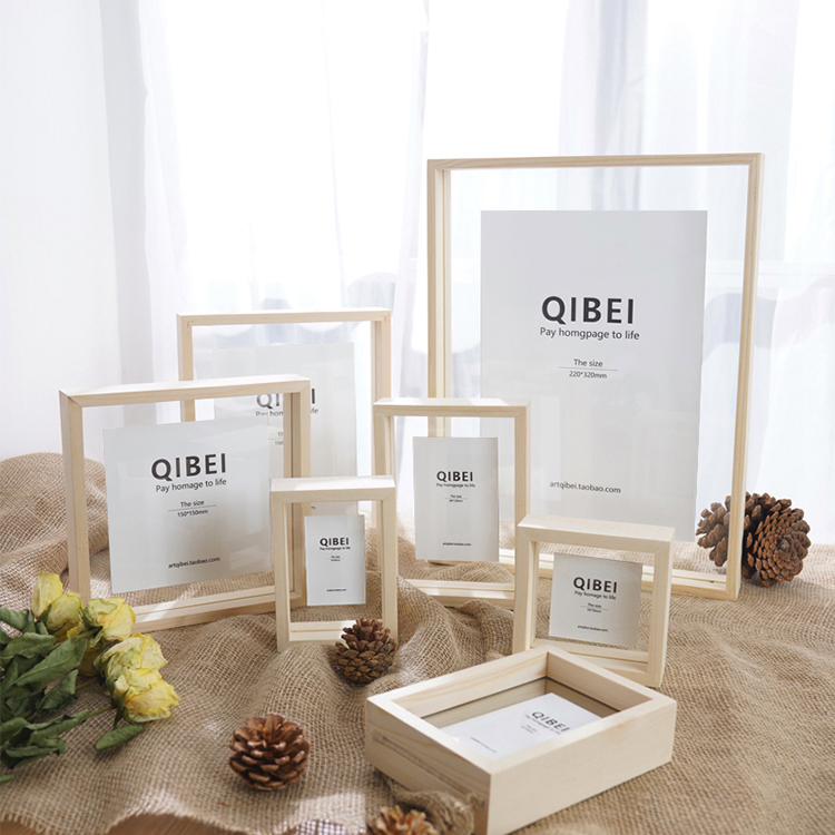 Оптовая продажа, прозрачная двухсторонняя стеклянная акриловая плавающая фоторамка, настенная деревянная фоторамка, двухсторонняя Стеклянная фоторамка