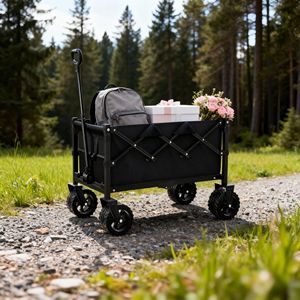 Chariot pliable TANSTRIDER en acier allié, 4 roues, robuste, capacité de 180 lb, chariot utilitaire léger pour le <span class=keywords><strong>camping</strong></span> - Product Image 4