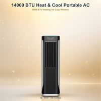 Climatiseur portable 14000 BTU, refroidissement et chauffage, déshumidification, ventilation, réfrigérant R290, télécommande, 323-431 pieds carrés