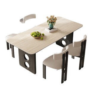 Modern Minimalist White Stone Top Dining Table Rectangle Stable Framework Structure For Home Use - Product Image 5