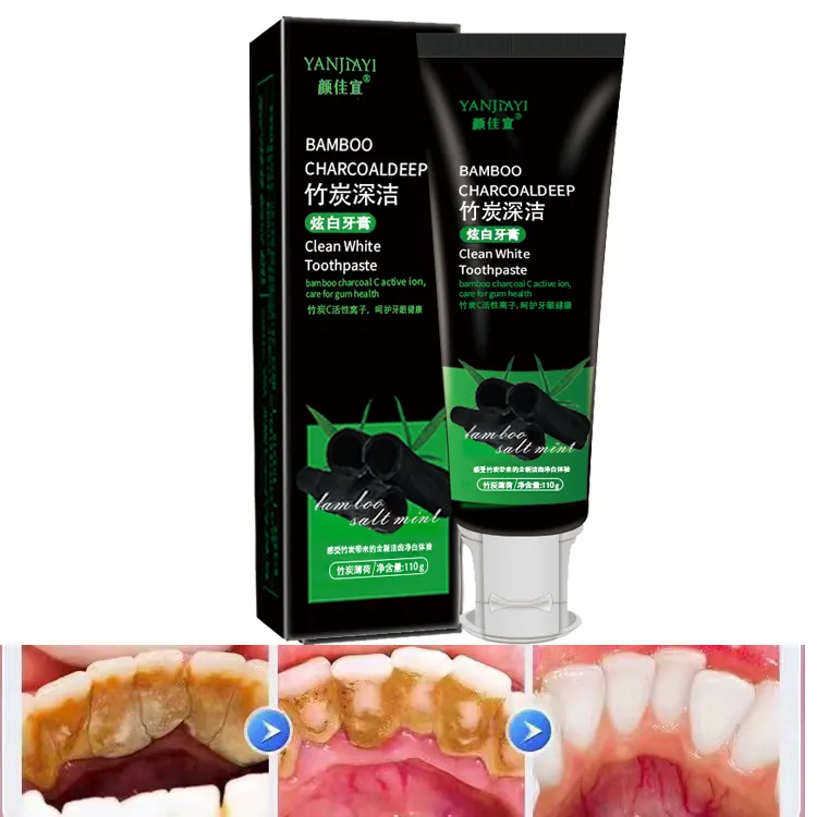 Manchas dentárias limpas do dente profundo do carvão vegetal de bambu removem o odor oral Ilumine os dentes