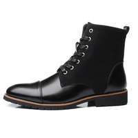 Chaussures chaudes à tige haute pour grandes tailles 47 48, bottes de neige en cuir PU à lacets tendance pour hommes