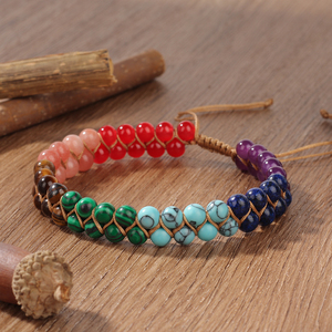 थोक 7 चक्र प्राकृतिक पत्थर से बेडेड एण्लेट हैंडमेड की डबल लेयर महिलाओं के लिए बेडेड एण्लेट - Product Image 5