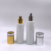 Ensemble d'emballage de luxe pour soins de la peau : Flacon pompe en verre blanc nacré pour lotion 20ml 30ml 50ml 100ml 120ml et pot de crème visage 30g 50g 100g