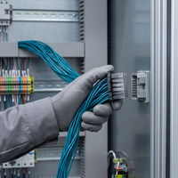 TE D-1000 2,5mm Gehäuse-Kabelkonfektion Industriesteckverbinder Blaue Kabelstränge 22AWG Verzinntes Kupfer für Geräteverkabelung