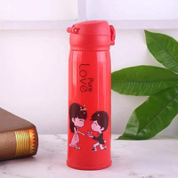 Bouteille en plastique mignonne et colorée à double paroi en verre, 400 ml, écologique, isolante thermiquement, personnalisable