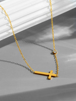 Collier en Zircon Délicat et Tendance, Bijoux Coréens Exquis, Vente en Gros, Pendentif Croix Inversée Personnalisé et Sophistiqué ALN26041579