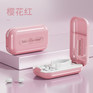 Tablette Schneidwerk zeug Medizin Pille Kunststoff behälter Mini tragbare Vitamin Aufbewahrung sbox mit Pillen schneider Haushalt - Product Image 4