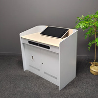 Pupitre multimédia en acier, pupitre d'enseignement multifonctionnel, console de contrôle audiovisuelle centrale, bureau de classe simple et élégant