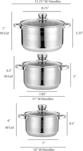 Juego de Ollas Clásico de Acero Inoxidable Triple 304 con Tapa de Vidrio, Cacerola y Olla Saludables 316 para Cocina Doméstica y Exterior, Logotipo Personalizado - Product Image 6