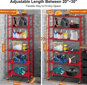 <span class=keywords><strong>Scaffale</strong></span> Pieghevole a 6 Ripiani Multifunzione Espandibile con Ruote, <span class=keywords><strong>Scaffale</strong></span> Portaoggetti in Metallo a Media Portata - Product Image 2