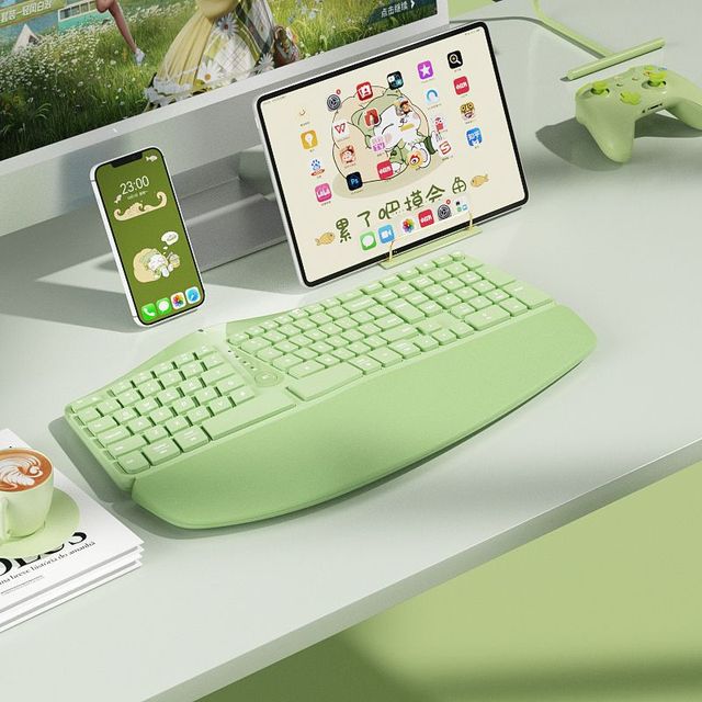Jinky Zhilian Professional Wireless Mechanical Ergonomic Keyboard USB Interface 104 Keys Anti-Fall Feature for Home Office Use