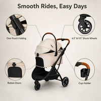 Poussette pour animaux USMILEPET avec porte-animaux détachable, 3 roues, pliage en un clic, poussette pour chien 2 en 1 avec porte-animaux détachable, poignée en cuir PU