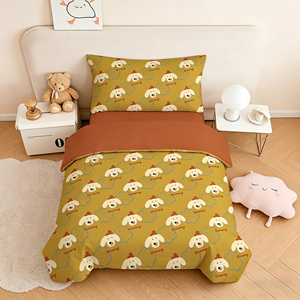 Ensemble de literie <span class=keywords><strong>pour</strong></span> enfants avec motif de <span class=keywords><strong>chien</strong></span> de dessin animé, 4 pièces, housse de couette 100% coton, draps de lit chauds et écologiques <span class=keywords><strong>pour</strong></span> enfants - Product Image 3