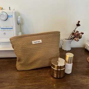Custom Logo Cartoon Cosmetic Bag Woven Fabric Makeup Bag Large Capacity <b>Travel</b> Storage Pouch Zipper <b>Handbag</b> Women - Product Image 6