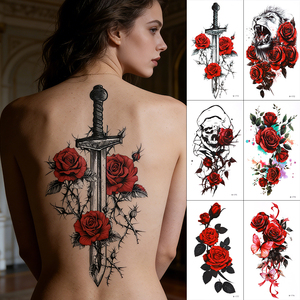 Pegatina de <span class=keywords><strong>Tatuaje</strong></span> Temporal Personalizada a Prueba de Agua con Diseños de Animales y Flores para Cuerpo, <span class=keywords><strong>Pierna</strong></span>, Medio Brazo, Diseño de Tigre - Product Image 2