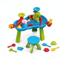 Table de jeu de plage pour enfants, ensemble de jeu éducatif d'extérieur avec tabouret et jouets en plastique pour les enfants de 5 à 7 ans