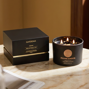 Bougie parfumée de luxe avec logo personnalisé, bougies parfumées en cire de soja, pot <span class=keywords><strong>noir</strong></span> givré, bougie parfumée - Product Image 1