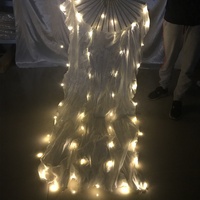 Éventails longs en soie et bambou pour femmes, voiles de danse du ventre, éventails de louange en soie, éventails lumineux à LED pour spectacle