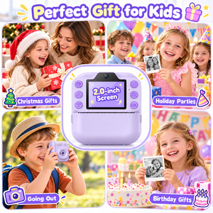 Appareil photo pour enfants K8Pro, impression instantanée, double objectif, écran 2,4 pouces, vidéo Full HD, papier multicolore - Product Image 5